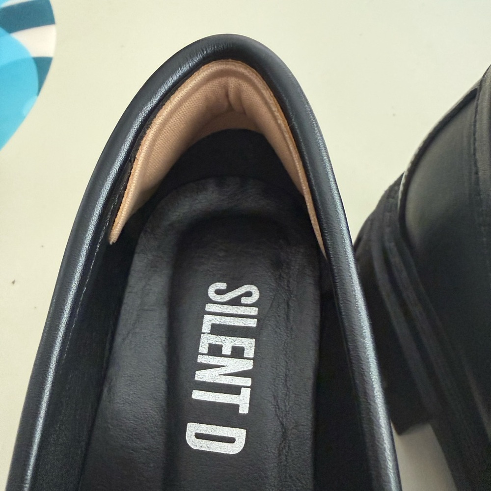 Silent D Coralie Chunky Lug Sole Black Leather Loafers - Picture 9 of 10